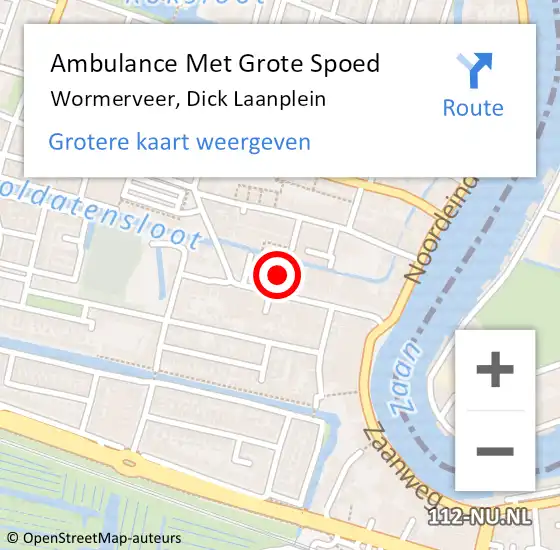 Locatie op kaart van de 112 melding: Ambulance Met Grote Spoed Naar Wormerveer, Dick Laanplein op 3 december 2024 10:03