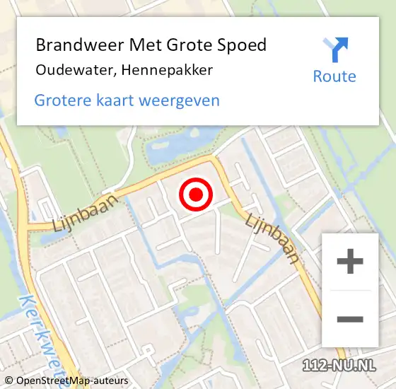 Locatie op kaart van de 112 melding: Brandweer Met Grote Spoed Naar Oudewater, Hennepakker op 3 december 2024 10:46