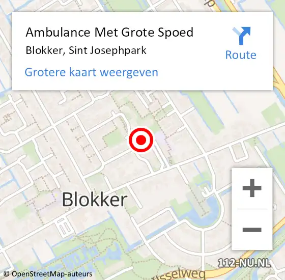 Locatie op kaart van de 112 melding: Ambulance Met Grote Spoed Naar Blokker, Sint Josephpark op 3 december 2024 10:52