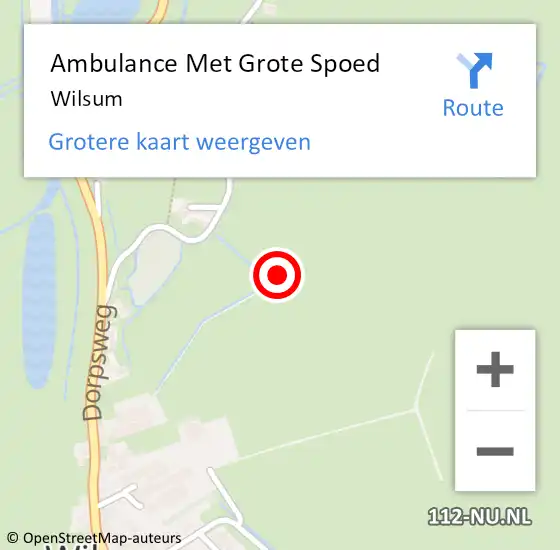 Locatie op kaart van de 112 melding: Ambulance Met Grote Spoed Naar Wilsum op 3 december 2024 10:54