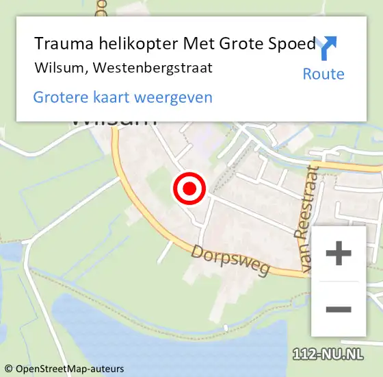 Locatie op kaart van de 112 melding: Trauma helikopter Met Grote Spoed Naar Wilsum, Westenbergstraat op 3 december 2024 10:56