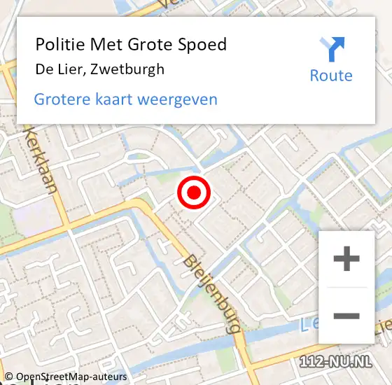 Locatie op kaart van de 112 melding: Politie Met Grote Spoed Naar De Lier, Zwetburgh op 3 december 2024 11:05