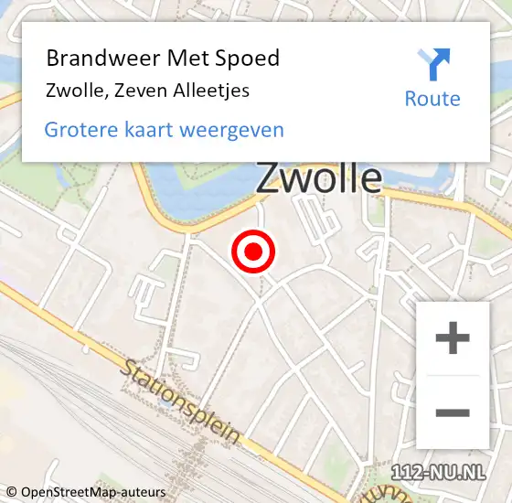 Locatie op kaart van de 112 melding: Brandweer Met Spoed Naar Zwolle, Zeven Alleetjes op 3 december 2024 11:11