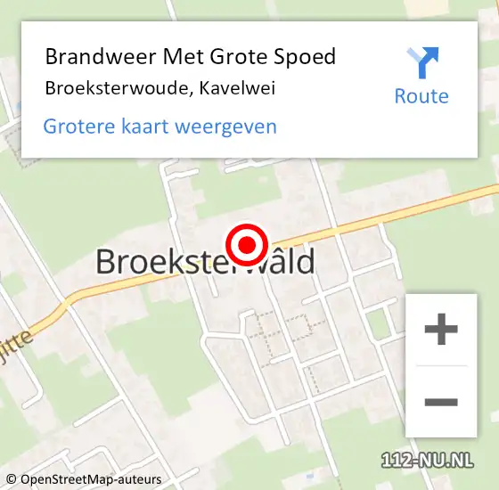 Locatie op kaart van de 112 melding: Brandweer Met Grote Spoed Naar Broeksterwoude, Kavelwei op 3 december 2024 11:23