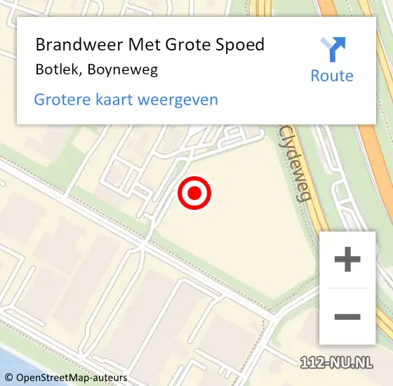 Locatie op kaart van de 112 melding: Brandweer Met Grote Spoed Naar Botlek, Boyneweg op 3 december 2024 11:31