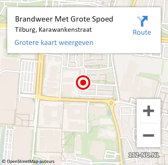 Locatie op kaart van de 112 melding: Brandweer Met Grote Spoed Naar Tilburg, Karawankenstraat op 3 december 2024 12:02