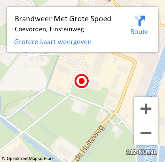 Locatie op kaart van de 112 melding: Brandweer Met Grote Spoed Naar Coevorden, Einsteinweg op 29 oktober 2014 07:11