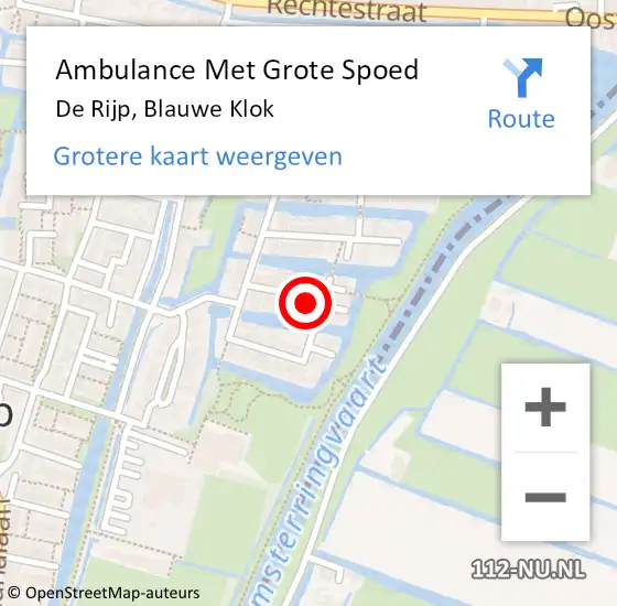 Locatie op kaart van de 112 melding: Ambulance Met Grote Spoed Naar De Rijp, Blauwe Klok op 3 december 2024 12:04