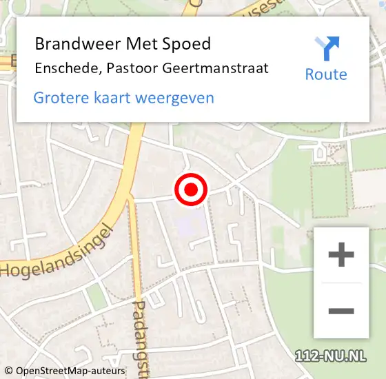 Locatie op kaart van de 112 melding: Brandweer Met Spoed Naar Enschede, Pastoor Geertmanstraat op 3 december 2024 12:06