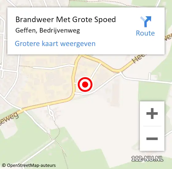 Locatie op kaart van de 112 melding: Brandweer Met Grote Spoed Naar Geffen, Bedrijvenweg op 3 december 2024 12:07