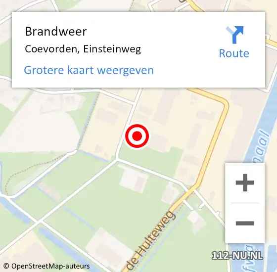 Locatie op kaart van de 112 melding: Brandweer Coevorden, Einsteinweg op 29 oktober 2014 07:13