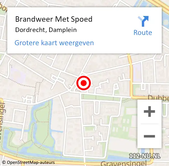 Locatie op kaart van de 112 melding: Brandweer Met Spoed Naar Dordrecht, Damplein op 3 december 2024 12:17