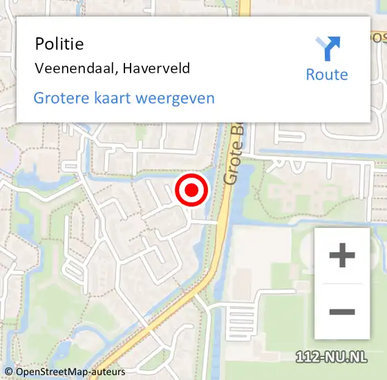 Locatie op kaart van de 112 melding: Politie Veenendaal, Haverveld op 3 december 2024 12:44