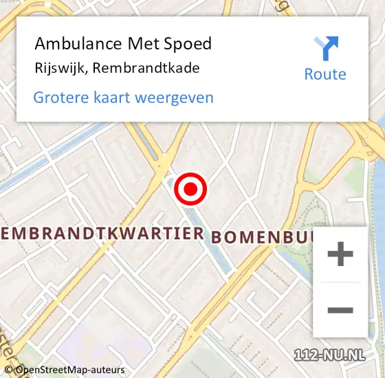 Locatie op kaart van de 112 melding: Ambulance Met Spoed Naar Rijswijk, Rembrandtkade op 3 december 2024 12:45