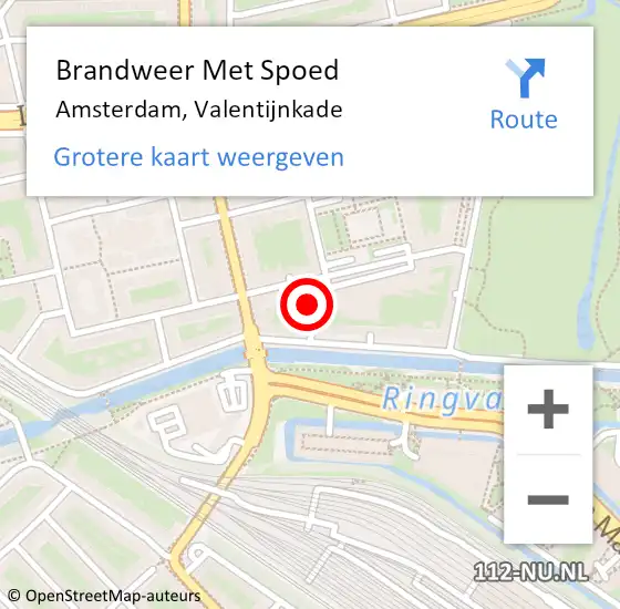 Locatie op kaart van de 112 melding: Brandweer Met Spoed Naar Amsterdam, Valentijnkade op 3 december 2024 12:52