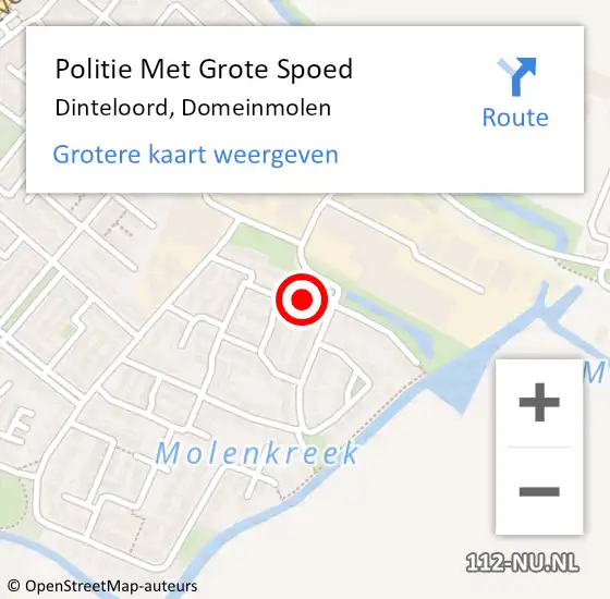 Locatie op kaart van de 112 melding: Politie Met Grote Spoed Naar Dinteloord, Domeinmolen op 3 december 2024 12:56