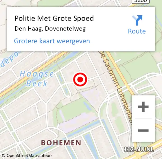 Locatie op kaart van de 112 melding: Politie Met Grote Spoed Naar Den Haag, Dovenetelweg op 3 december 2024 13:09