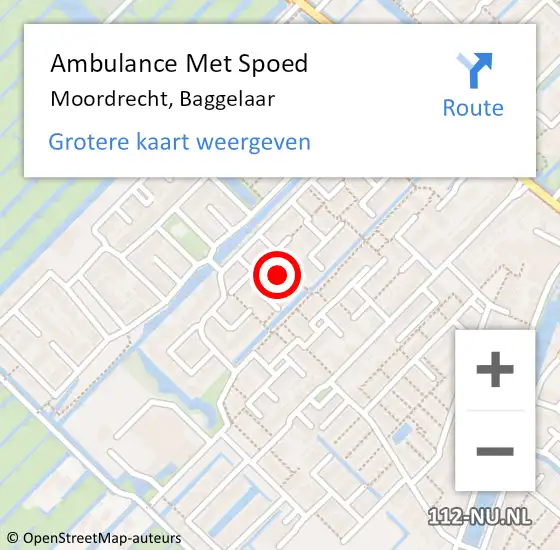 Locatie op kaart van de 112 melding: Ambulance Met Spoed Naar Moordrecht, Baggelaar op 3 december 2024 13:13