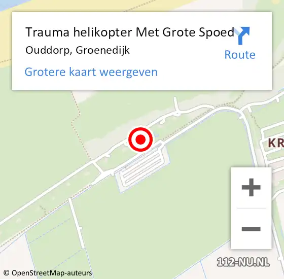 Locatie op kaart van de 112 melding: Trauma helikopter Met Grote Spoed Naar Ouddorp, Groenedijk op 3 december 2024 13:25