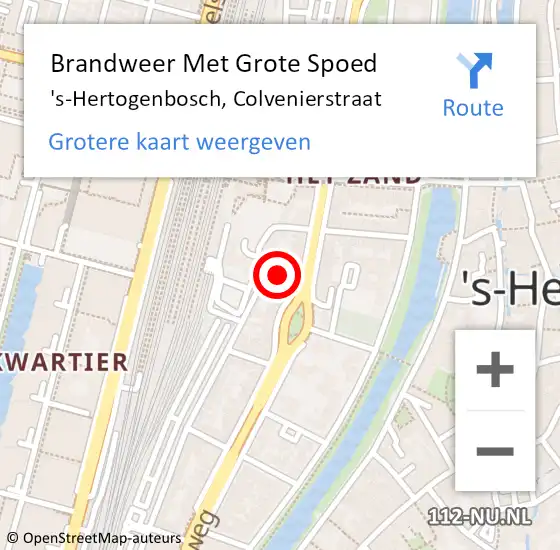 Locatie op kaart van de 112 melding: Brandweer Met Grote Spoed Naar 's-Hertogenbosch, Colvenierstraat op 3 december 2024 13:26