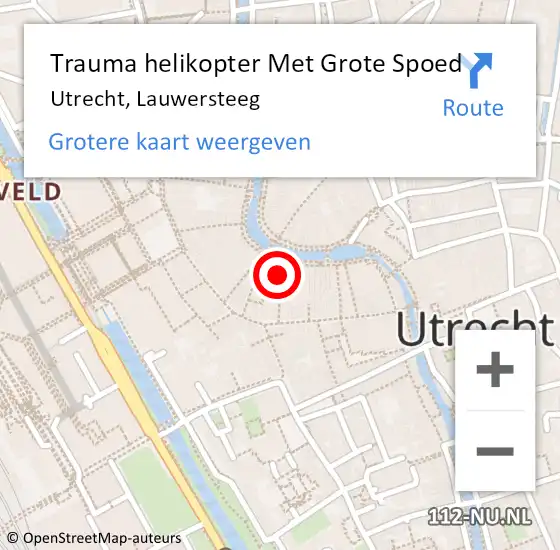 Locatie op kaart van de 112 melding: Trauma helikopter Met Grote Spoed Naar Utrecht, Lauwersteeg op 3 december 2024 13:37