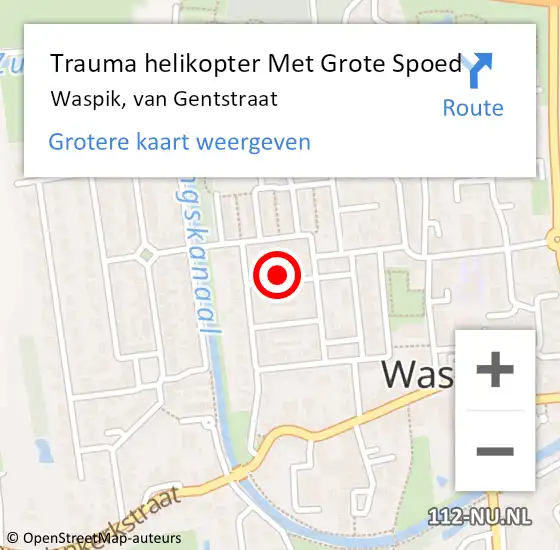 Locatie op kaart van de 112 melding: Trauma helikopter Met Grote Spoed Naar Waspik, van Gentstraat op 3 december 2024 14:01