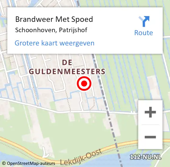 Locatie op kaart van de 112 melding: Brandweer Met Spoed Naar Schoonhoven, Patrijshof op 3 december 2024 14:10