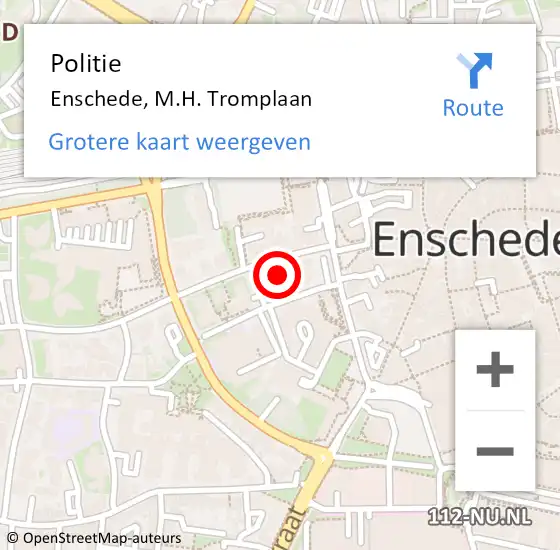 Locatie op kaart van de 112 melding: Politie Enschede, M.H. Tromplaan op 3 december 2024 14:20