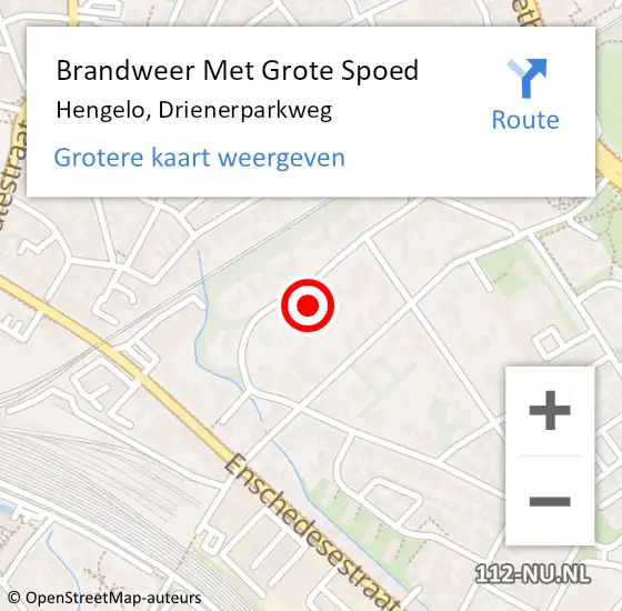 Locatie op kaart van de 112 melding: Brandweer Met Grote Spoed Naar Hengelo, Drienerparkweg op 3 december 2024 14:21