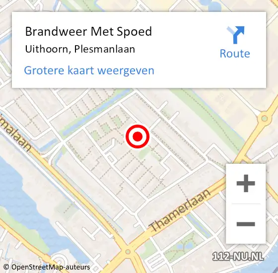 Locatie op kaart van de 112 melding: Brandweer Met Spoed Naar Uithoorn, Plesmanlaan op 3 december 2024 14:29