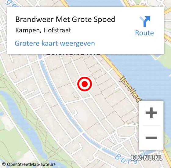 Locatie op kaart van de 112 melding: Brandweer Met Grote Spoed Naar Kampen, Hofstraat op 3 december 2024 14:56