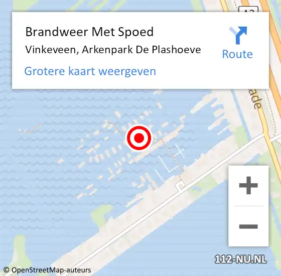 Locatie op kaart van de 112 melding: Brandweer Met Spoed Naar Vinkeveen, Arkenpark De Plashoeve op 3 december 2024 15:03