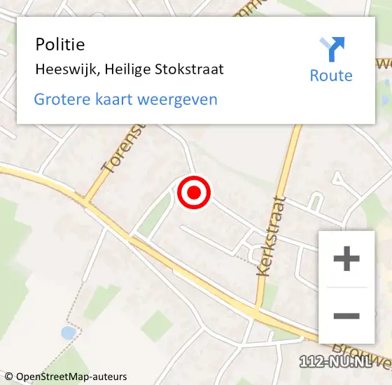 Locatie op kaart van de 112 melding: Politie Heeswijk, Heilige Stokstraat op 3 december 2024 15:03