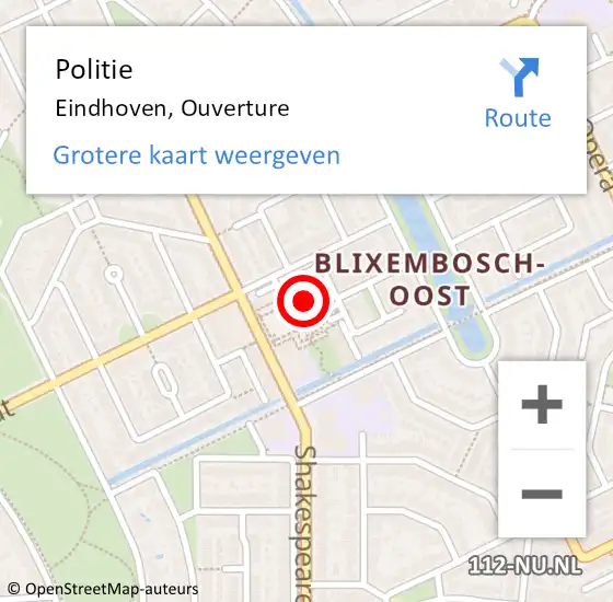 Locatie op kaart van de 112 melding: Politie Eindhoven, Ouverture op 3 december 2024 15:04