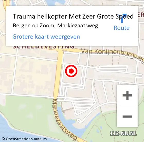 Locatie op kaart van de 112 melding: Trauma helikopter Met Zeer Grote Spoed Naar Bergen op Zoom, Markiezaatsweg op 3 december 2024 15:10