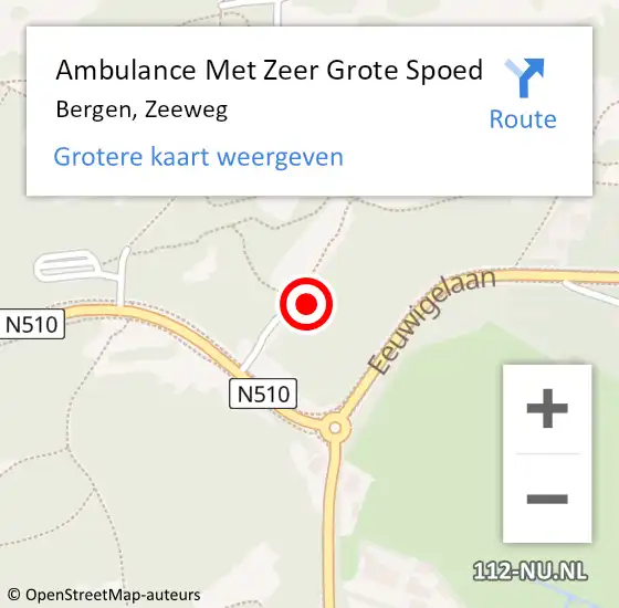 Locatie op kaart van de 112 melding: Ambulance Met Zeer Grote Spoed Naar Bergen, Zeeweg op 3 december 2024 15:11