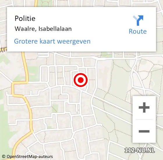 Locatie op kaart van de 112 melding: Politie Waalre, Isabellalaan op 3 december 2024 15:17