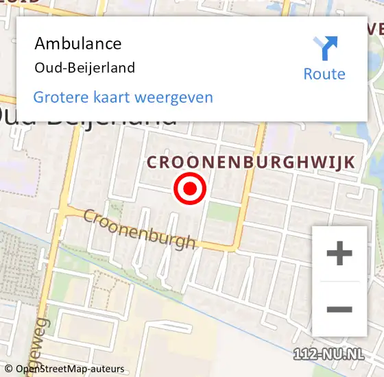 Locatie op kaart van de 112 melding: Ambulance Oud-Beijerland op 3 december 2024 16:19