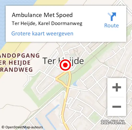 Locatie op kaart van de 112 melding: Ambulance Met Spoed Naar Ter Heijde, Karel Doormanweg op 3 december 2024 16:34