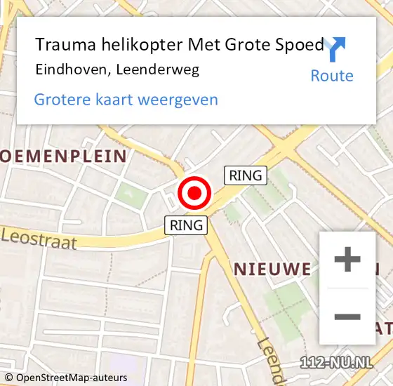 Locatie op kaart van de 112 melding: Trauma helikopter Met Grote Spoed Naar Eindhoven, Leenderweg op 3 december 2024 16:53