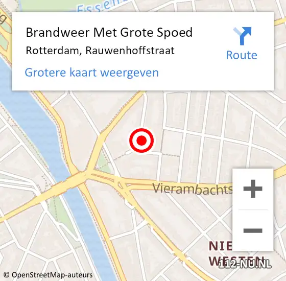 Locatie op kaart van de 112 melding: Brandweer Met Grote Spoed Naar Rotterdam, Rauwenhoffstraat op 3 december 2024 17:01