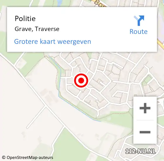 Locatie op kaart van de 112 melding: Politie Grave, Traverse op 3 december 2024 17:10