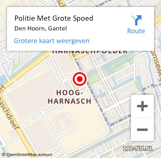 Locatie op kaart van de 112 melding: Politie Met Grote Spoed Naar Den Hoorn, Gantel op 3 december 2024 17:10