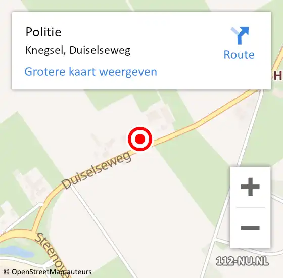 Locatie op kaart van de 112 melding: Politie Knegsel, Duiselseweg op 3 december 2024 17:12