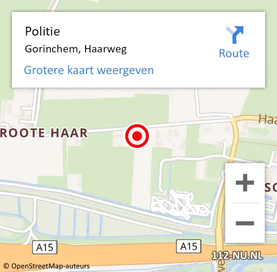 Locatie op kaart van de 112 melding: Politie Gorinchem, Haarweg op 3 december 2024 17:17