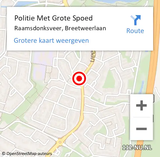 Locatie op kaart van de 112 melding: Politie Met Grote Spoed Naar Raamsdonksveer, Breetweerlaan op 3 december 2024 17:30