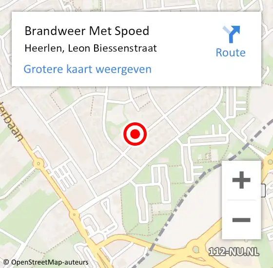 Locatie op kaart van de 112 melding: Brandweer Met Spoed Naar Heerlen, Leon Biessenstraat op 3 december 2024 17:34