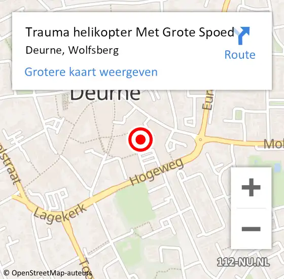 Locatie op kaart van de 112 melding: Trauma helikopter Met Grote Spoed Naar Deurne, Wolfsberg op 3 december 2024 17:41