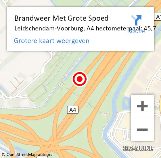 Locatie op kaart van de 112 melding: Brandweer Met Grote Spoed Naar Leidschendam-Voorburg, A4 hectometerpaal: 45,7 op 3 december 2024 17:46