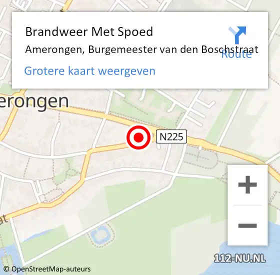 Locatie op kaart van de 112 melding: Brandweer Met Spoed Naar Amerongen, Burgemeester van den Boschstraat op 3 december 2024 17:52